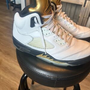 Jordan 5 Olympic Men's White and Gold